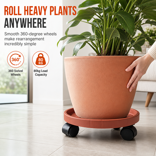 Suporte Redondo para Vasos de Plantas com Rodas Universais