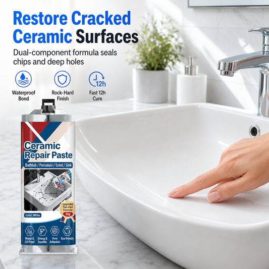 📢 50% OFF! 🏠 Pasta Reparadora de Cerâmica e Azulejos – Restaure Rachaduras e Lascas com Solução Impermeável DIY 🛠️