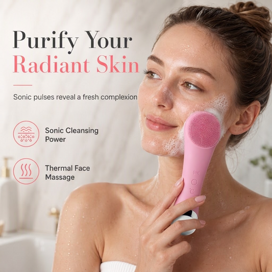 🧖 Escova de limpeza facial de silicone aquecida