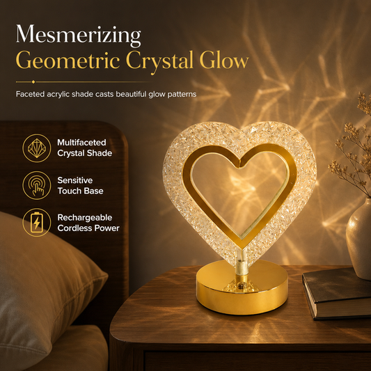 ⏳Especial por Tempo Limitado⏰Luz Noturna Geométrica de Cristal – Controle de Toque, Brilho de Refração 3D e Recarregável – Luminária de Ambiente para Quarto 🌙
