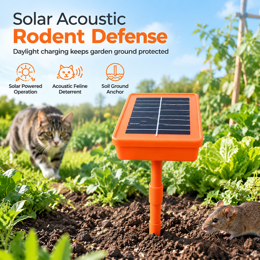 ☀️ Repelente Solar de Roedores para Jardim – Dispositivo com Som de Gato