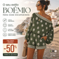 👗 50% DE DESCONTO AGORA! ✨ Macacão boémio com ombros à vista – Estampado, cintura elástica e bolsos laterais – Leve e respirável – perfeito para a praia, festivais ou viagens de verão 🌺