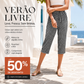 🌸 50% OFF – Capri xadrez feminina (tamanho até o joelho) | Perfeita para dias quentes, looks casuais e passeios
