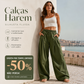 Calças Balão Volumosas com Pregas e Bolsos